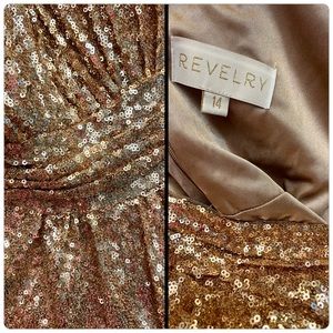 Revelry Rose Gold Sequin Bridesmaid Dress